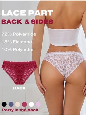 Lace Floral Cheeky Panty underwear- 6 pcs